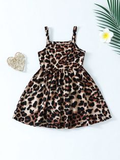 Cute Cotton Suspender Dress With Spaghetti Straps, Cute Summer Suspender Dress, Leopard Animal, Casual Girl, Strap Dress, Spaghetti Strap Dresses, Baby Dress