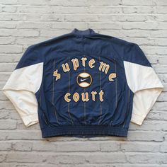 Untitled Document CATCH + RELEASE Vintage 90s Nike Supreme Court Jacket - Size: Medium, see measurements - Color: Navy - Condition: Pre-owned, has some light wear / fading / spots see photos. MEASUREMENTS Chest (pit to pit) = 25" inches Length (top to bottom) = 25" inches Shoulders (seam to seam) = N/A Sleeve (shoulder to cuff) = N/A SHIPPING We have a handling time of one business day. International orders are shipped using eBay's global shipping program. PAYMENTS Paypal and all major credit ca Basketball Jacket Outfit, Vintage Nike Jacket Outfit, Supreme Tracksuit, Supreme Jacket, Vintage Nike Jacket, 90s Nike, Track Suit, Supreme Court, Lookbook Outfits