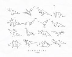 an origami set of dinosaurs