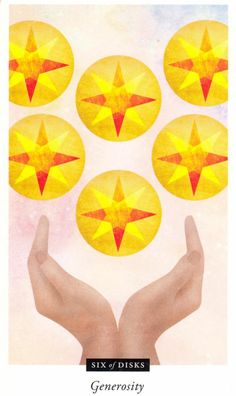 four yellow stars in the middle of their hands with six red dots above them, and five smaller ones below