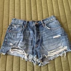 Zara Denim Shorts. Never Worn. Zara Denim Blue Jean Shorts, Zara Denim Dark Wash Shorts, Zara Cutoff Denim Blue Shorts, Zara High-waisted Denim Shorts, Zara High-waisted Denim Blue Jean Shorts, Zara Denim Jeans, Zara Shorts, Lined Jeans, High Waisted Jean Shorts