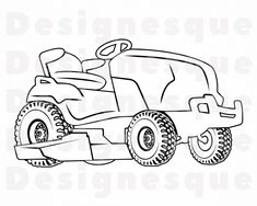 a black and white drawing of a lawn mower