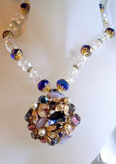 $89   Rhinestone Necklace Juliana BroochPurple Crystal by JanEleven Crystal Brooch In Costume Jewelry Style, Crystal Brooch Costume Jewelry, Crystal Costume Jewelry Brooch, Vintage Purple Jewelry With Rhinestones, Purple Vintage Jewelry With Rhinestones, Vintage Purple Rhinestone Jewelry, Purple Crystal Necklace, Iridescent Crystal, Necklace Purple