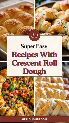 Discover 30 delicious, simple Simple Crescent Roll Recipes for breakfast, pizza, desserts, casserole main dish, appetizers, snacks, bake sale, etc. These are perfect Cheesy Crescent Rolls recipes to try out this fall and autumn season on Thanksgiving and Christas Cheesy Crescent Roll Recipes, Crescent Roll Desserts, Crescent Rolls Recipes, Cheesy Crescent Rolls, Crescent Roll Dough Recipes, Roll Appetizers, Roll Desserts, Cheese Crescent Roll Recipes, Easy Crescent Roll Recipes