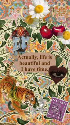 an image of a book cover with flowers and animals on it, including a tiger