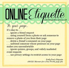 a poster with the words online etiquette written in black and green on it