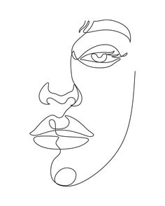 a black and white line drawing of a person's face with one eye open