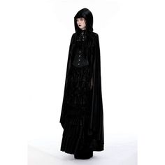 This gothic cape is made of velvet fabric. It has a hood and a high-low design. Floral embroidery on the neckline. A beaded cross zipper for closure. The fitted silhouette and no elastic fabric. 
 
Material: Polyester; Spandex 
Size: S-XXL 
SKU: JW266 Gothic Hooded Cape For Costume, Hooded Gothic Cape For Costume, Gothic Hooded Cape For Fantasy Events, Gothic Hooded Cape For Cosplay, Gothic Black Hooded Cape, Gothic Long Sleeve Cape For Costume, Fitted Gothic Cape For Costume Party, Fitted Gothic Cape For Costume, Gothic Cape