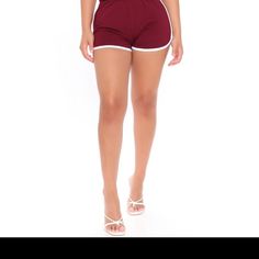 Brand New Easy Comfort Shorts Trendy High-waisted Shorts For Leisure, High Waist Stretch Shorts For Leisure, Stretch High Waist Shorts For Leisure, Red High-waisted Shorts With Elastic Waistband, Red High-waisted Athletic Shorts, Red Summer Loungewear Bottoms, Red Athleisure Shorts For Summer, Red Short Leg Bottoms For Loungewear, Red Leisure Bottoms With Elastic Waistband