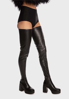 Azalea Wang Vegan Leather Thigh High Boots - Black – Dolls Kill Classic Black Boots, Dolls Kill Shoes, Leather Thigh High Boots, Shoe Boutique, Black Doll, Trendy Shoes, Thigh High Boots, Thigh Highs, Over The Knee