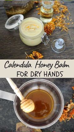 This healing calendula salve does not only moisturize your skin but also create a barrier that protects your hands against the cold wet conditions and leave them smooth and silky. #calendulasalve, #calendulahoneybalm, #skincarerecipes, #herbaldiy, #homeremedies Beeswax Salve Recipe, Honey Salve, Calendula Lotion, Dried Calendula, Calendula Salve, Herbal Remedies Recipes, Salve Recipes, Herbal Salves