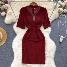 Size: (cm)M: Skirt Length 100 Sleeve Length 29 Bust 120 Waist 80L: skirt length 101 sleeve length 30 bust 124 waist 84Please check the size carefully when you choose items.When you have any questions, please feel free to contact us, thank you. Fall V-neck Midi Dress For Office, Semi-formal V-neck Mini Dress For Office, Semi-formal V-neck Mini Dress, V-neck Mini Dress For Office, V-neck Evening Dress For Office, V-neck Office Lady Evening Dress, Office Lady V-neck Evening Dress, V-neck Summer Dresses For Office Wear, Summer V-neck Office Lady Dress