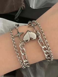 Silver  Collar  Zinc Alloy   Embellished   Women Fashion Jewelry Ali Express Finds, Birthday For Mom, Neo Grunge, Matching Stuff, Ethereal Jewelry, Best Friend Bracelet, Friend Bracelet, Bff Bracelets, Heart Magnets