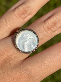 You will get one ring shown in the photos/bideo. Beautiful engraving of moon and star on a silver plated copper adjustable band. Moon And Star, One Ring, Multi Stone Ring, Multi Stone, Adjustable Ring, Adjustable Rings, Stone Rings, Ring Gift, Mother Of Pearl