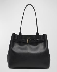 Get free shipping on TOM FORD Audrey Medium Tote Bag in Grain Leather at Neiman Marcus. Shop the latest luxury fashions from top designers. Black Leather Purses And Bags, Essential Bags For Women, Designer Work Bag, Office Bags For Women, Work Bags For Women, Tom Ford Brand, Uni Bag, Tom Ford Bag, Luxury Tote Bags