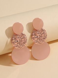 Rosa ouro Elegante Collar  Ferro   Embellished   Jóias da moda Statement Earrings, Rose Gold, Drop Earrings, Pink, Gold