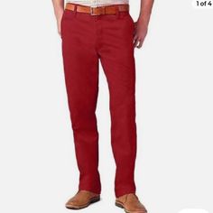 New With Tags Dockers Off The Clock Khakis Mens Pants Straight Fit D2. Red Size 34x34. Red Work Pants With Welt Pockets, Red Workwear Pants With Welt Pockets, Classic Red Trousers, Classic Red Bottoms With Welt Pockets, Classic Red Straight Leg Bottoms, Red Classic Straight Leg Bottoms, Casual Red Cotton Chinos, Red Slim Fit Cotton Chinos, Red Trousers With Welt Pockets