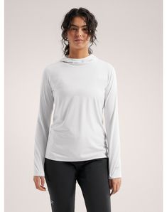 Light, breathable wicking hoody provides protection from mountain sun. Cuff Sleeves, Hip Length, Top Shirt, Long Sleeve Tops, Sun, Long Sleeve, Women's Top, Black