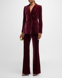 Jacket For Wedding Guest, Velvet Suit Women, Velvet Two Piece Outfit, Velvet Pant Suit, Veronica Beard Blazer, Tuxedo Women, Dresses Guest, Velvet Suit, Wideleg Pants