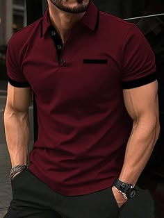 Men Polo T Shirt Outfit, Polo Mens Outfits, Red Polo Shirt Outfit Men, Mens Clothing Styles Over 40, Men’s Shirts, Button Up Shirt Men Outfits, Plain Shirts For Men, Polo Shirt Outfit Men