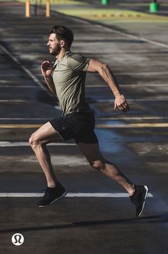 a man is running on the street