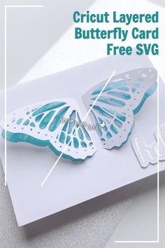 a butterfly shaped card with the text cricut layered butterfly card free svg