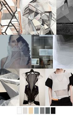 the color scheme for this fashion show is gray and white, with an assortment of different colors