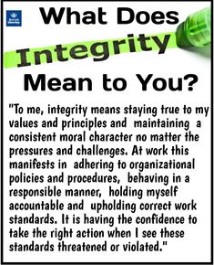 a poster with the words what does integity mean to you? and a green marker