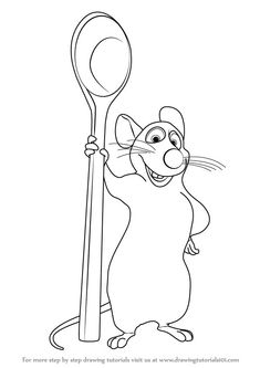 a cartoon rat holding a large spoon