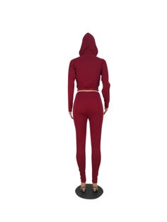 Red Long Sleeve Hoodies Tops and Sport Pants 2 Pieces Outfits 2 Pieces Outfits, Pieces Outfits, Patchwork Hoodie, Two Piece Pants Set, Red Long Sleeve, Sport Pants, 1 Million, Long Sleeve Hoodie, Pants Set