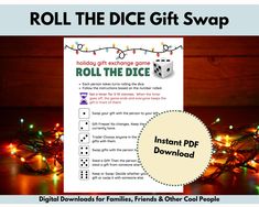 a roll the dice game with lights around it and an image of a christmas tree