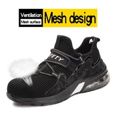 Key Features【 slip-resistance】 Non-slip, makes it easy to get on your feet no matter what the terrain or conditions are. Relaxed fit design for a roomy and comfortable wearing experience. Steel Toe: The steel toe can protect the foot from external injuries.Air Cushion: Air cushion sole is more comfortable to wear.Slip-on: Slip-on design makes it easier to put on and take off.Lightweight & Breathable: The shoes are lightweight and breathable for extended wear.Multi-Scene: Functional and fashionab Black Impact Resistant Lace-up Sneakers, Black Shock-resistant Lace-up Running Shoes, Black Shock Resistant Lace-up Running Shoes, Black Shock Resistant Running Shoes, Black Shock Resistant Running Shoes With Round Toe, Black Shock-resistant Running Shoes With Round Toe, Wear-resistant Training Sneakers With Round Toe, Black Lace-up Running Shoes With Shock Resistance, Black Lace-up Shock Resistant Running Shoes