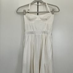 Size 2 White Mini Sundress By Talula From Aritzia. Never Worn. White Fitted Bodice Sundress, Fitted Beach Dress With Lined Bodice, Fitted Dress With Lined Bodice For Beach, Elegant Beach Dress With Lined Bodice, White Cotton Mini Dress With Fitted Bodice, White Fitted Knee-length Sundress, Fitted Halter Neck Daywear Dress, Fitted Halter Neck Dress For Daywear, White Sundress With Fitted Bodice