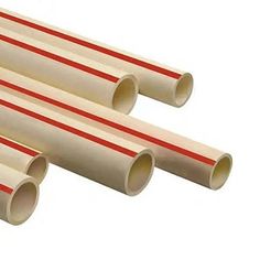 three tubes with red and white stripes on them