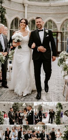 the bride and groom are walking down the aisle