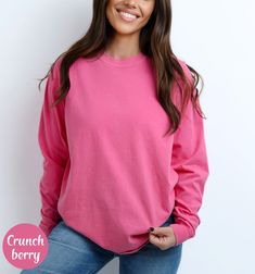 Blank Comfort Color Long Sleeve Shirt Unisex Long Sleeve Top Wholesale Clothing Blank Shirt Long Tshirt Women Long Sleeve Men Tee Long Shirt ✨ PRODUCT DESCRIPTION ✨ ∘ ∘ For an Oversized look, consider sizing up 1-2 above your normal size. ∘ ∘ UNISEX TSHIRT ∘ Relaxed fit ∘ Medium fabric ∘ 100% Preshrunk Cotton ∘ Garment-dyed fabric ∘ Double-needle topstitch seams for long-lasting ∘ ∘ Design colors may differ slightly from the final printed item due to the printing process and monitor calibration. ∘ ∘  📏 SIZE 📏 ∘ Adult Unisex sizing. We have a size chart on our listing photos ↑. ⏱️ SHIPPING & PRODUCTION TIME ⏱️ ∘ Please allow 1-5 business days for processing time. ∘ Shipping time is 3-5 business days. ✨ CARE INSTRUCTIONS ✨ ∘ Inside out, wash cold with a delicate cycle ∘ Hang Dry ∘ Do not u Basic Pink T-shirt For Fall, Oversized Long Sleeve Plain T-shirt, Basic Long Sleeve T-shirt With Relaxed Fit, Plain Pink Cotton Tops, Pink Plain Cotton Tops, Basic Oversized Long Sleeve T-shirt, Oversized Long Sleeve Basic T-shirt, Pink Oversized Long Sleeve T-shirt, Casual Long Sleeve Pre-shrunk Shirt