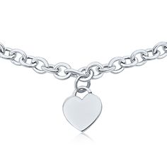 Introducing our charming Silver Heart Tag ID Charm Bracelet. This lovely yet inexpensive heart bracelet is finely crafted by .925 sterling silver. This trendy yet affordable identification bracelet features a sterling silver heart tag linked to a chain bracelet, that is engravable with any message you want to put on it. This beautiful bracelet can fit a 7.5 inch wrist size, and will get the crowd falling in love with your fashionable look. This remarkable jewelry piece will make you look chic an Chain Link Necklace Silver, Sterling Silver Heart Necklace, Romantic Gifts For Her, Heart Shaped Jewelry, Heart Tag, Silver Heart Necklace, Sterling Silver Heart, Heart Bracelet, Bling Jewelry