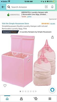 the pink laundry hamper is for sale on amazon