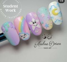 Kids Nail Designs, Fake Nails Designs, Makeup Nails Art, November Nails, Glamour Nails, Short Nails Art, Nails For Kids, Pretty Nail Art, Rainbow Nails