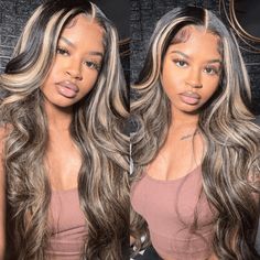 Tuneful-hair-blonde-highlight-body-wave-wigs Brazilian Body Wave Hair, Color Rubio, Honey Blonde Highlights, Wave Wig, Colored Wigs, Body Wave Wig, Body Wave Hair, Lace Closure Wig, Lace Hair