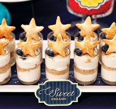 small desserts with blueberries and stars in them