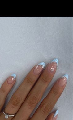 Blue Nail Ideas, Beachy Nails, Baby Blue Nails, Girly Acrylic Nails, Basic Nails, Her Nails