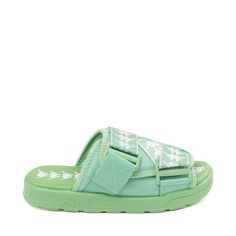 Kappa 222 Banda Mitel 1 Slide Sandal - Green / White | Journeys Green Sport Sandals For Spring Sports, Green Slides For Outdoor Spring Wear, Green Casual Sports Sandals, Green Slides For Spring Outdoor, Casual Green Sports Sandals, Casual Green Sandals For Sports, Green Sandals With Adjustable Strap, Comfortable Slides With Adjustable Straps, Trendy Open Toe Sports Sandals