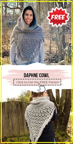 a woman wearing a shawl with the text, free crochet pattern