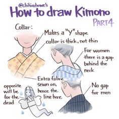 a cartoon showing how to draw kimono part 4, including an image of two people