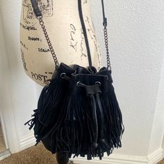 Brand New Never Used Can Be Worn Multiple Ways Black Satchel Bucket Bag For Fall, Fall Black Bucket Bag, Black Crossbody Bucket Bag For Fall, Black Fall Bucket Bag, Black Bag With Dust Bag Included For Fall, Black Bucket Bag For Daily Use In Fall, Chic Black Bucket Bag For Fall, Black Tote Bucket Bag For Fall, Black Bucket Bag For Fall