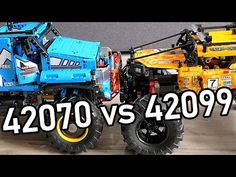 two toy trucks are next to each other with the words 420700 vs 420909