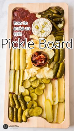 the pickle board is full of pickles, cheese and other ingredients to make an appetizer