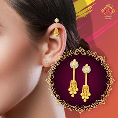 Gold Earrings Design, Gold Ring Price, Beautiful Ornaments, Gold Bar Earrings, Indian Jewellery Design Earrings, Ear Ring