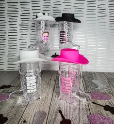 Each set of 1 includes: 1 Cowgirl Boot Shot Glass & 1 Mini Cowgirl Hat *CONFETTI NOT INCLUDED* To purchase matching confetti click link below  https://viewsthatlast.etsy.com/listing/1754841763 🤠Customized Name Cowboy Boot Shot Glasses These are clear plastic shot glasses. Each shot glass measures 2.2 Inches tall, and are disposable or reusable. Holds 1 fluid ounce of liquid. Each hat is approx. 1.73 x 2.17 inches and are available in 5 colors (white, pink, black, cow print, and brown). Hats jus Boot Shot Glasses, Dirty 30 Party, Dirty 30, Cowgirl Boot, Black Cow, Cowgirl Hat, Brown Hats, Bachelorette Party Favors, Cowgirl Hats